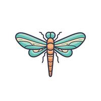 Minimalist colorful dragonfly art vector