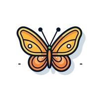 Bright orange butterfly with intricate patterns vector