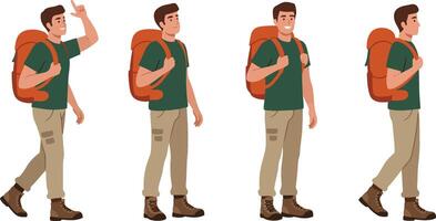 Man Hiking Animation Collection for Graphics vector