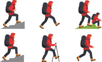 Minimalist Hiker Character Collection vector