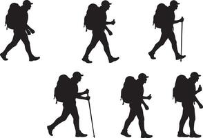 Man with Walking Sticks Silhouette Design vector