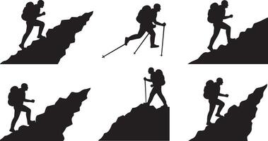 Man with Backpack Silhouette on Cliff Edge vector