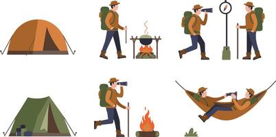 Backpacker Exploring Nature Graphics vector