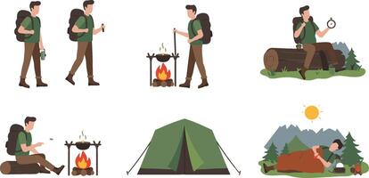 Hiking Activities in the Forest Graphics vector