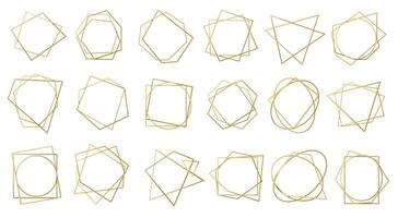 Geometric golden wedding frame. Modern abstract decorative border with luxury gold lines, simple elegant shapes for invitation card. collection vector