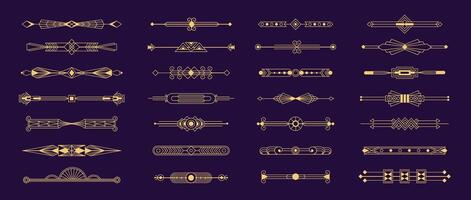 Art deco dividers. Elegant vintage decorative lines and borders, creative calligraphic elements with geometric shapes and modern typography. set vector