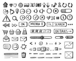 Wireframe buttons sketch. Hand drawn web app UI UX interface wireframed elements, website user interface mockup icons for web page application. isolated set vector