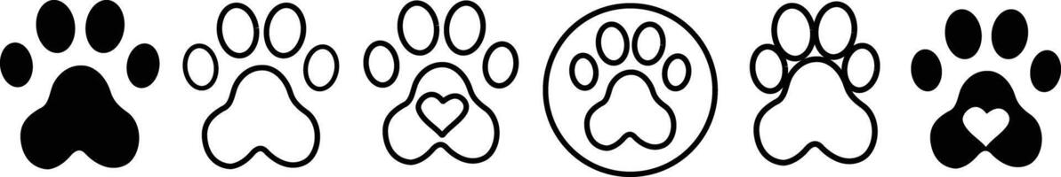 Editable Stroke Pet Paw Icon on White Background for Design Projects vector