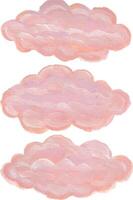 three pink clouds on a white background vector