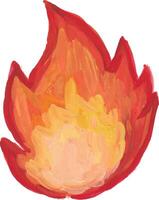 a painting of a fire flame with a red and yellow flame vector