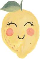 a painting of a lemon with a smiley face vector