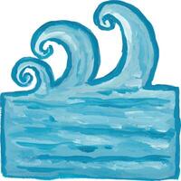 a drawing of a wave with a blue background vector