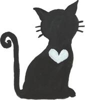 a black cat with a heart on its back vector