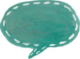 a green speech bubble with white stitching vector