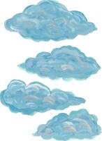 a set of four blue clouds on a white background vector