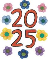 a colorful flower design with the number 25 and the word 2025 vector