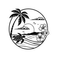 Dreamy Coastal Scene with Tropical Vibes vector