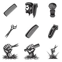 Barber Tools and Horror Icons Bundle - Classic Grooming Meets Edgy Design vector