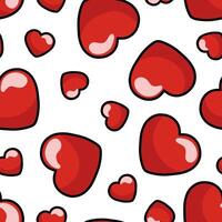 Seamless pattern for Valentine's Day with large red hearts on a white background vector