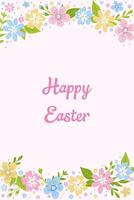 Easter card on a pink background frame of flowers with the inscription vector