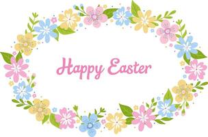 Easter card on a white background frame of flowers vector