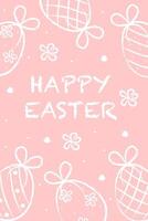 Easter card on a pink background with a white outline of an egg vector