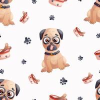 Seamless pattern of cute doggy vector