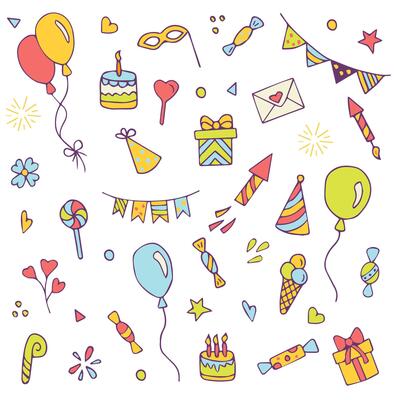 Hand Drawn Birthday Party Set
