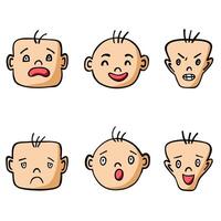 A set of different faces, emotions vector