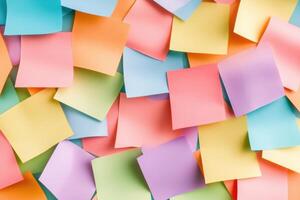 Creative team brainstorming with vibrant sticky notes on a glass wall in a modern workspace during a collaborative session photo