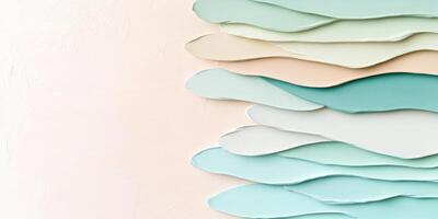 Soothing palette of soft greens and sandy beige evokes calm ocean vibes in a minimalist design photo