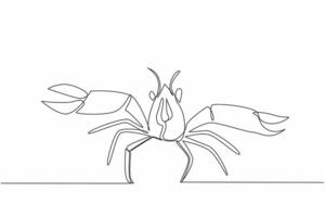 Continuous one line drawing crawfish posing. Animals with claws that can prevent the risk of osteoporosis and heart disease. Savory. National Crawfish Day. Single line draw design illustration vector