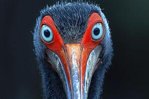 Closeup Portrait of a Birds Face Showing Vivid Eyes photo