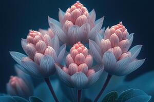 Delicate Pink Flower Buds Cluster Close Up photo