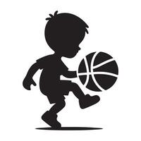 Basketball Fun in Silhouette, A Young Player's Leap vector