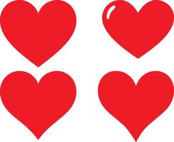 Minimalist Red Heart Icons, Valentine's Day Love Symbols in a Symmetrical Grid vector