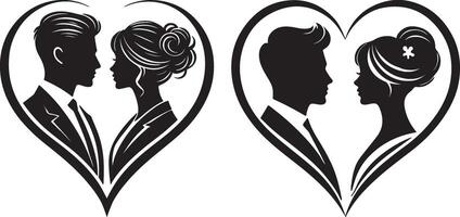 Elegant Couple Frames, Minimalist Art for Wedding Invitations vector