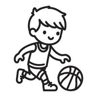 Minimalist Line Drawing of a Child Shooting a Basketball vector