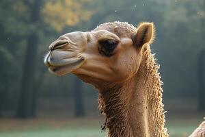 Dromedary Camel Portrait Autumn Background photo