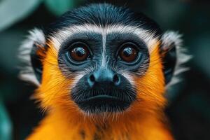 Golden Lion Tamarin Close Up Portrait Shows Striking Features photo