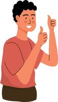 Excited Man Character in Flat Design vector