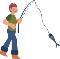 Fisherman Illustration with Cartoon Design and Shape vector