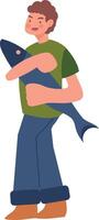 Fisherman Illustration with Minimalist Design vector