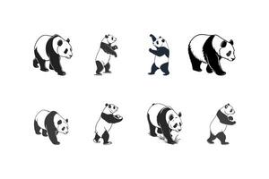 Panda silhouette set vector