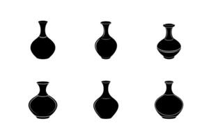 Pottery silhouette set on white background vector