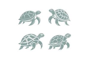 Turtle silhouette set vector