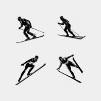 Skier silhouette set vector