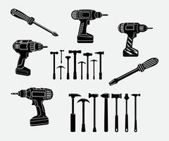 Tools silhouette set vector