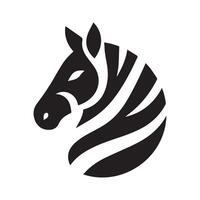 A stylized, black and white, profile view of a zebra head. vector