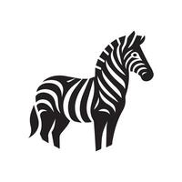 A striking, stylized black and white graphic of a zebra's head in profile view. vector